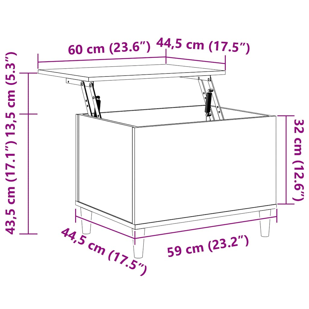 Salongbord svart 60x44,5x45 cm konstruert tre