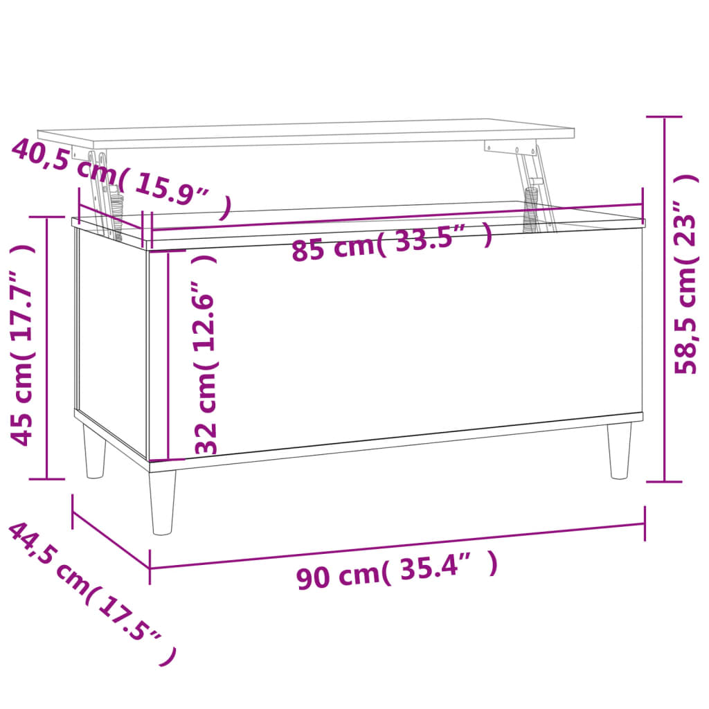 Salongbord Sofabord Høyglans Hvit 90x44,5x45 cm