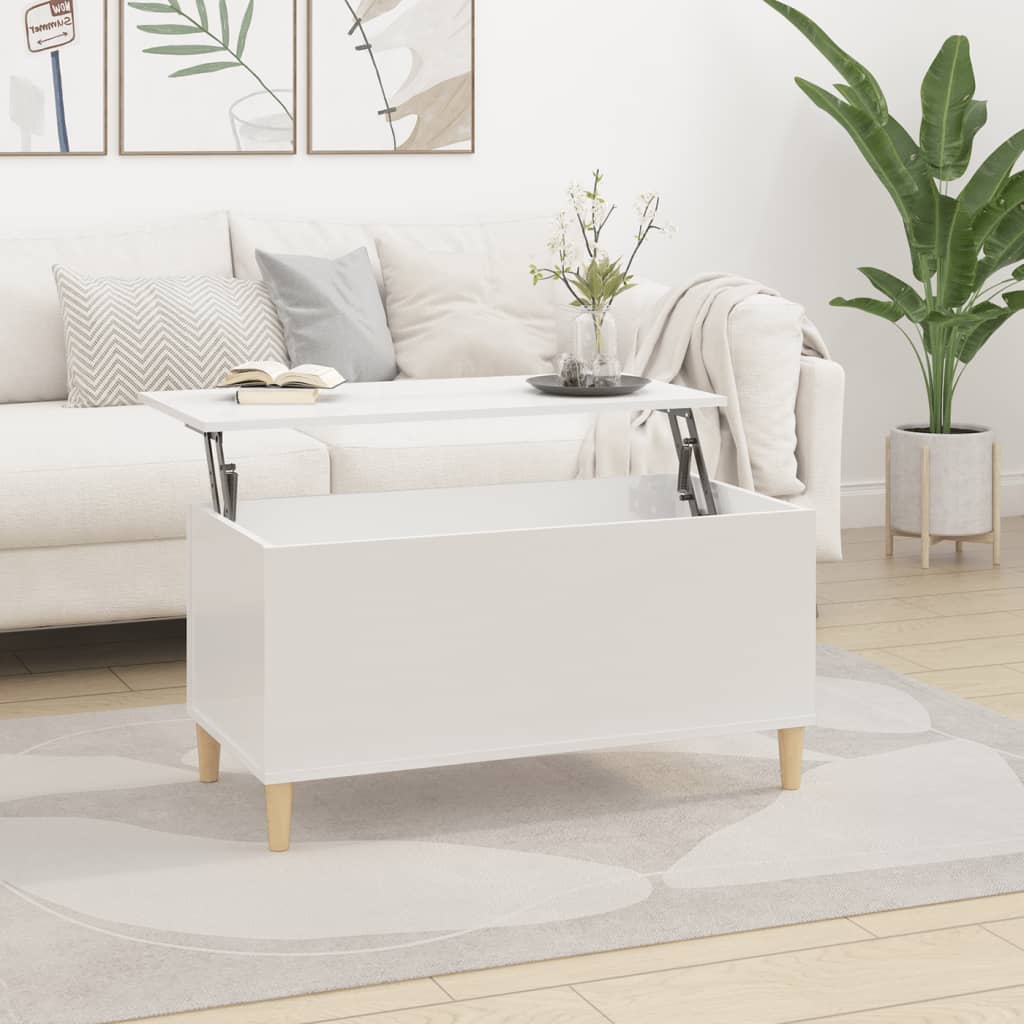Salongbord Sofabord Høyglans Hvit 90x44,5x45 cm