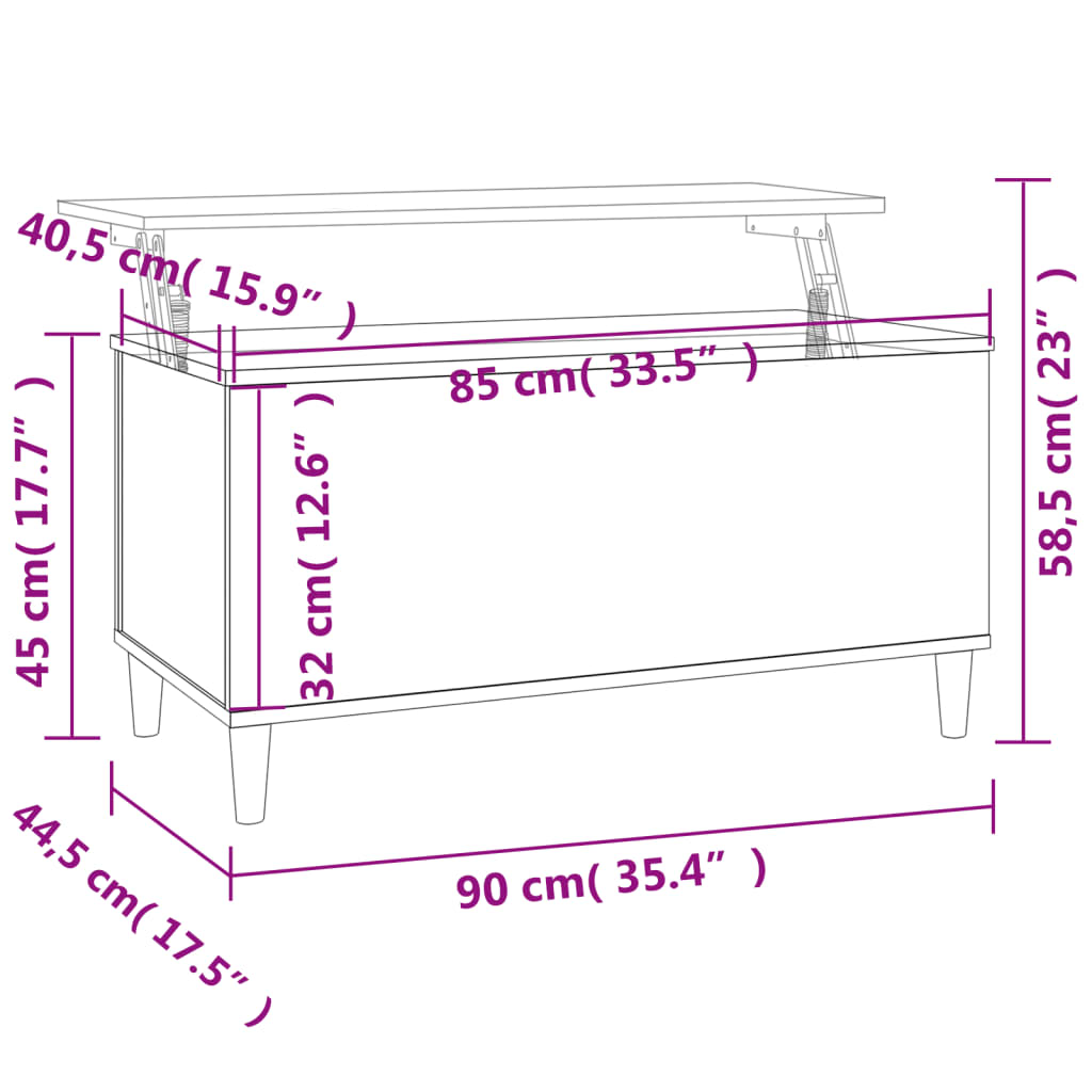 Salongbord Sofabord Sonoma Grå 90x44,5x45 cm