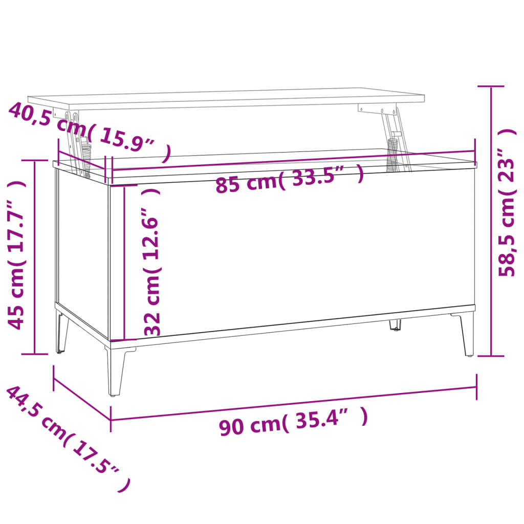 Salongbord Sofabord Svart 90x44,5x45 cm