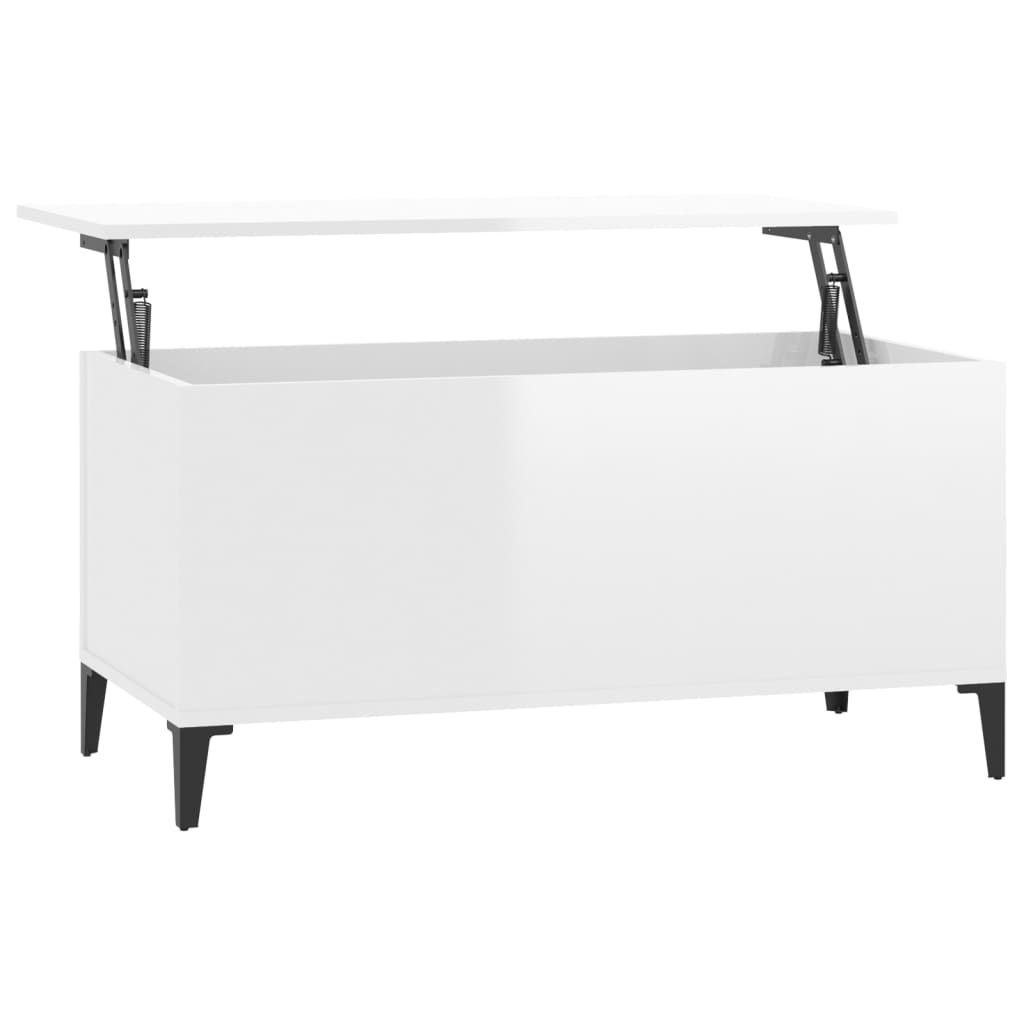 Salongbord Sofabord Høyglans Hvit 90x44,5x45 cm