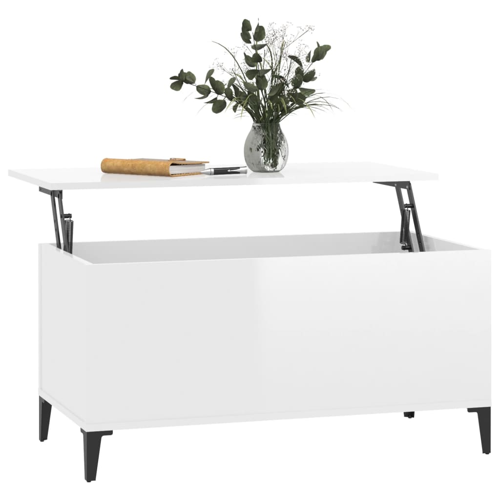 Salongbord Sofabord Høyglans Hvit 90x44,5x45 cm