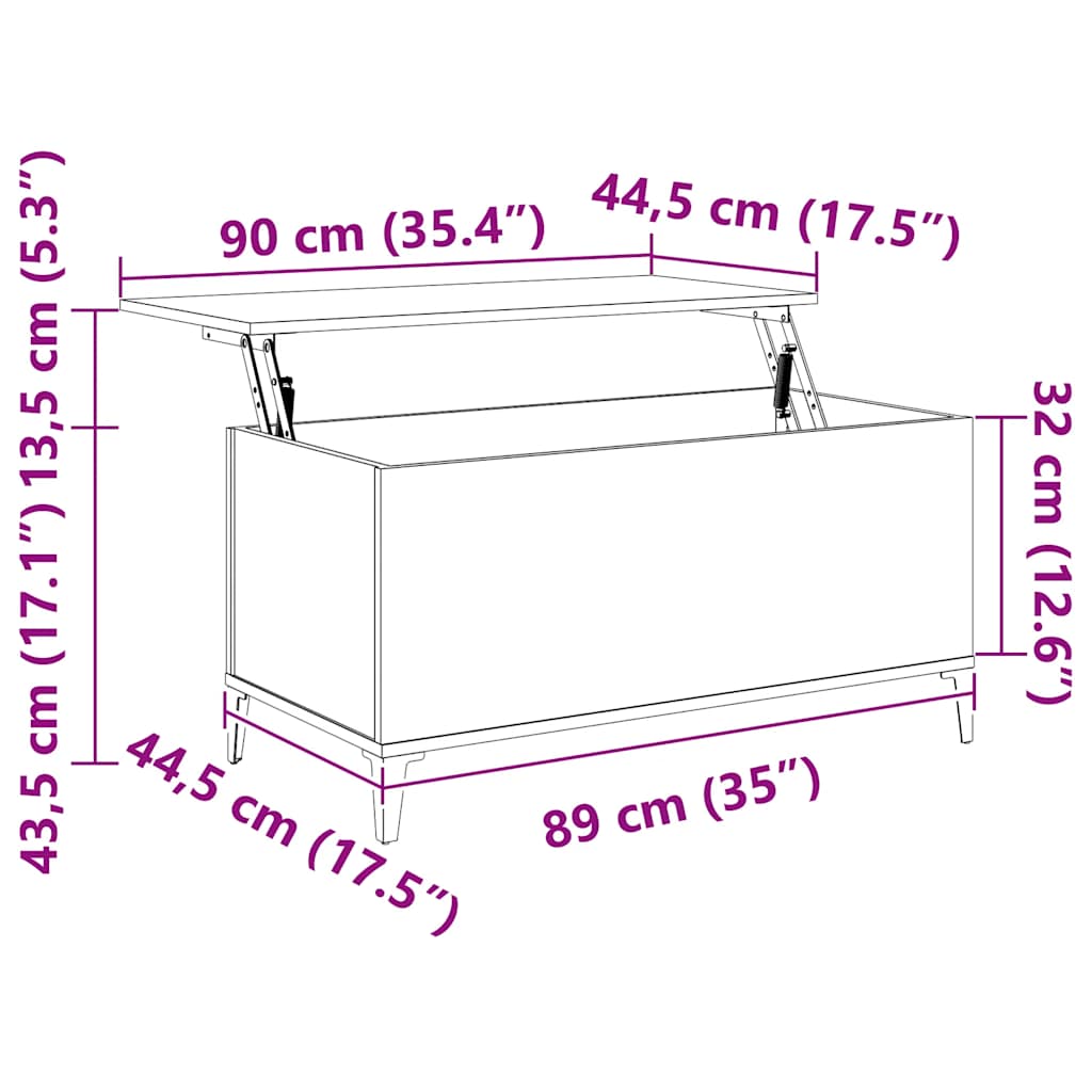 Salongbord Sofabord Betonggrå 90x44,5x45 cm