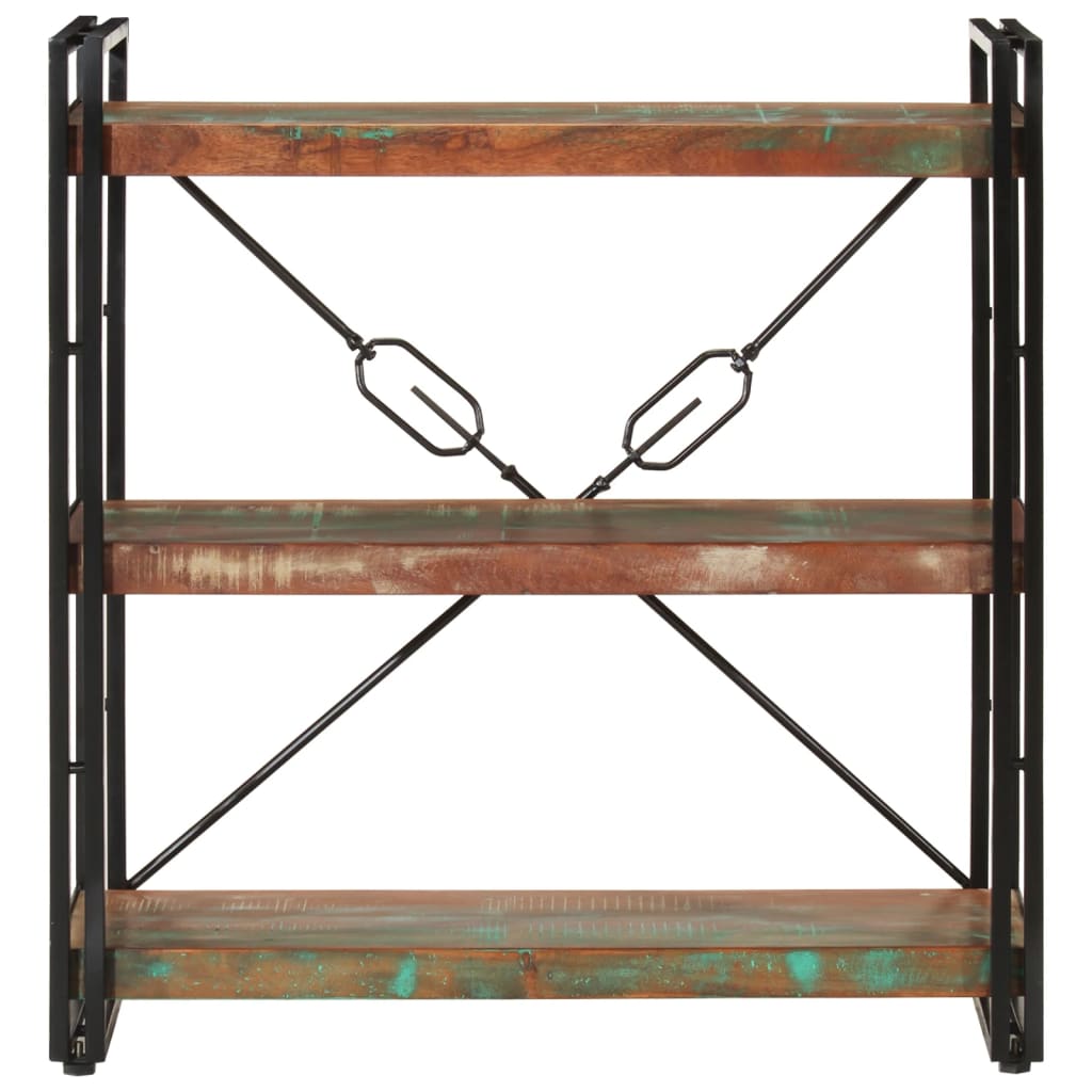 Bokhylle Tre 3 etasjer 77x30x80 cm gjenvunnet heltre og jern