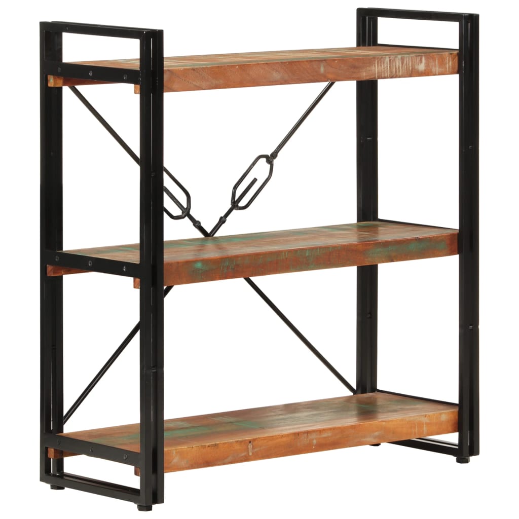 Bokhylle Tre 3 etasjer 77x30x80 cm gjenvunnet heltre og jern