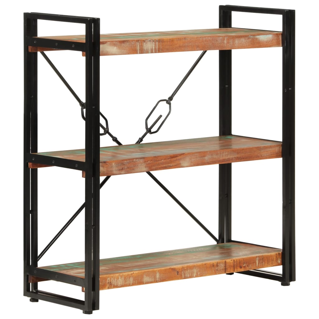 Bokhylle Tre 3 etasjer 77x30x80 cm gjenvunnet heltre og jern