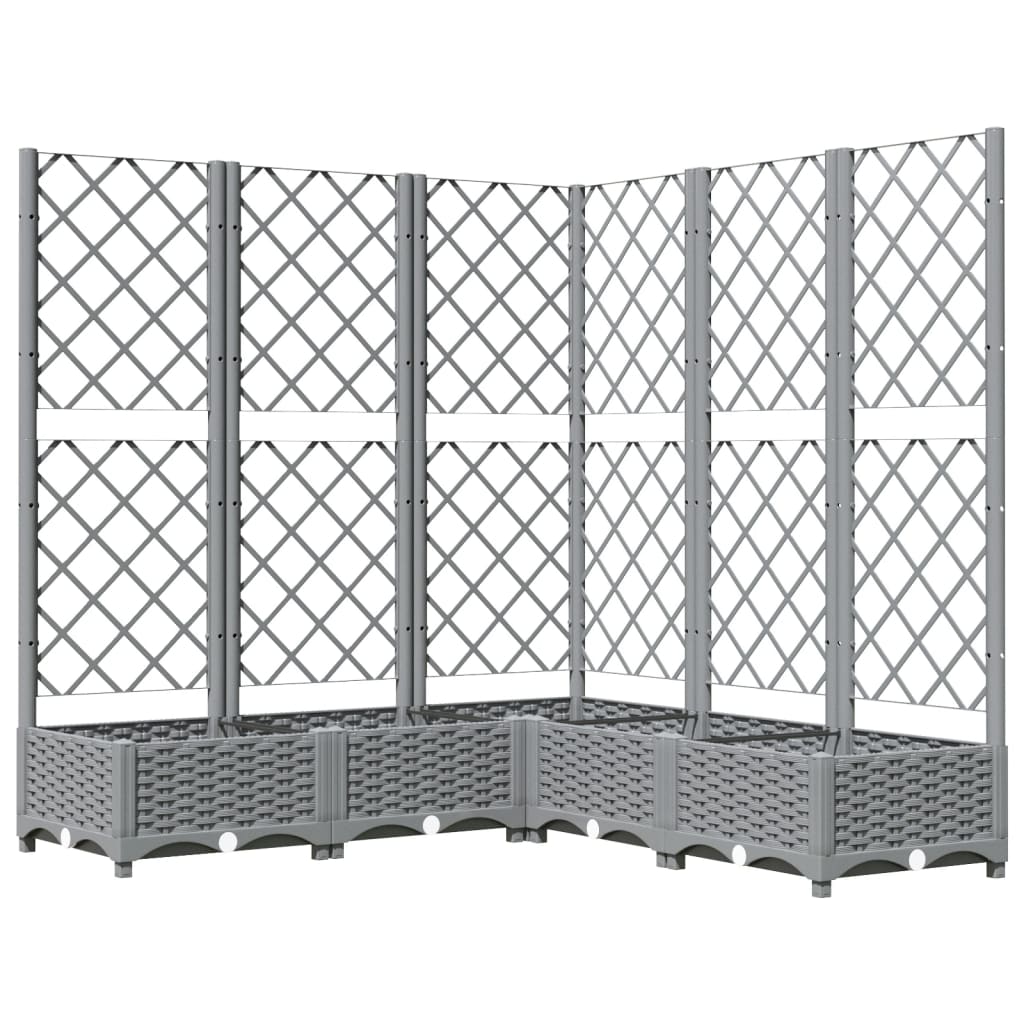 Hageespaljé Plantekasse PP med espalier lysegrå 120x120x121,5 cm