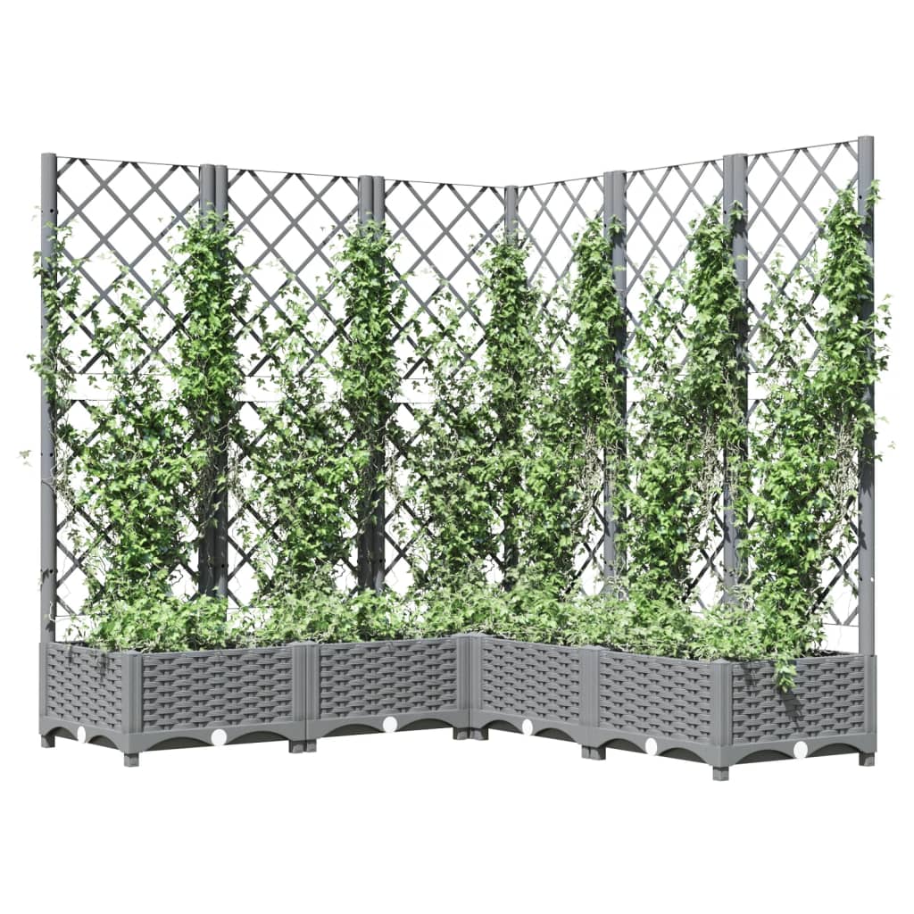 Hageespaljé Plantekasse PP med espalier lysegrå 120x120x121,5 cm