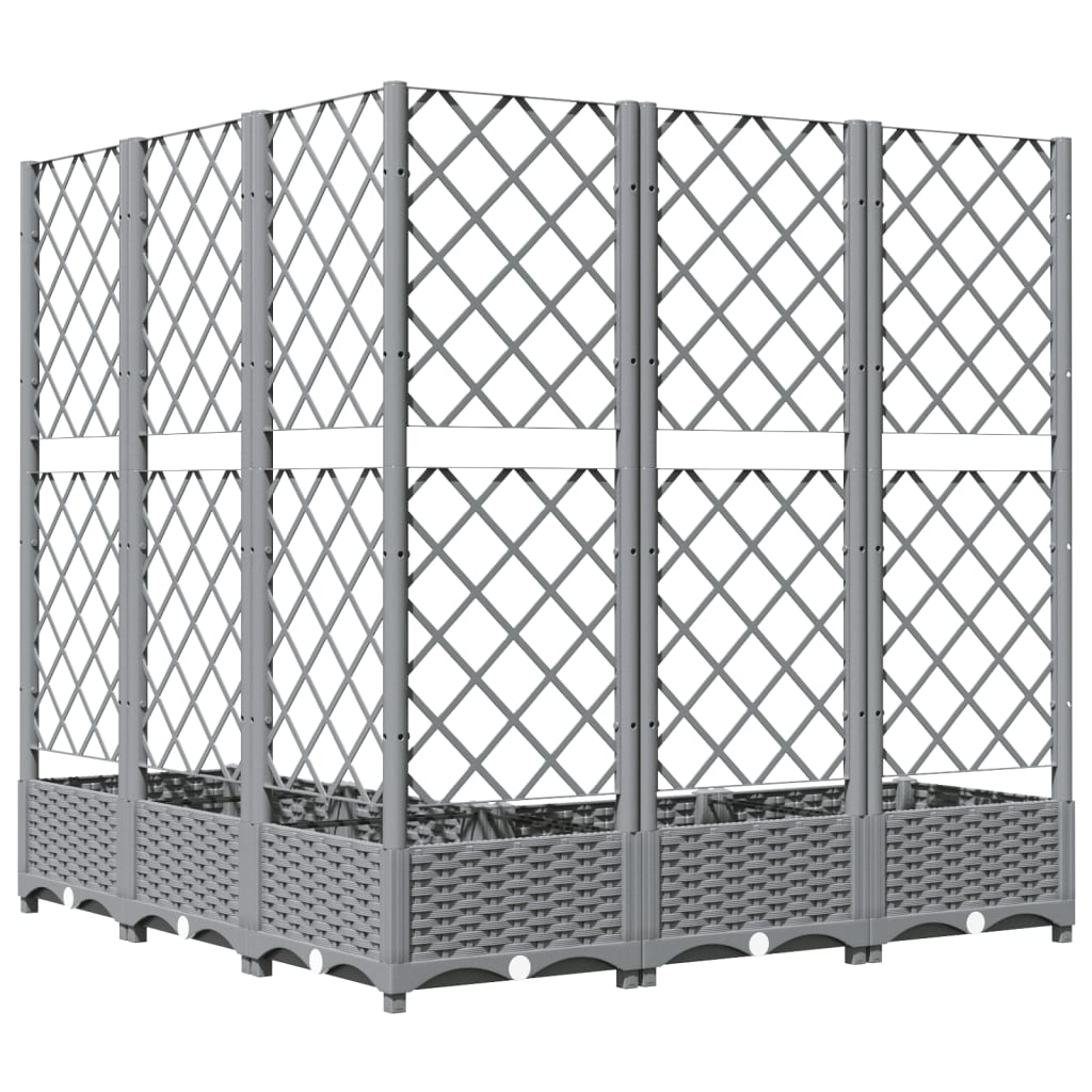 Hageespaljé Plantekasse PP med espalier lysegrå 120x120x121,5 cm