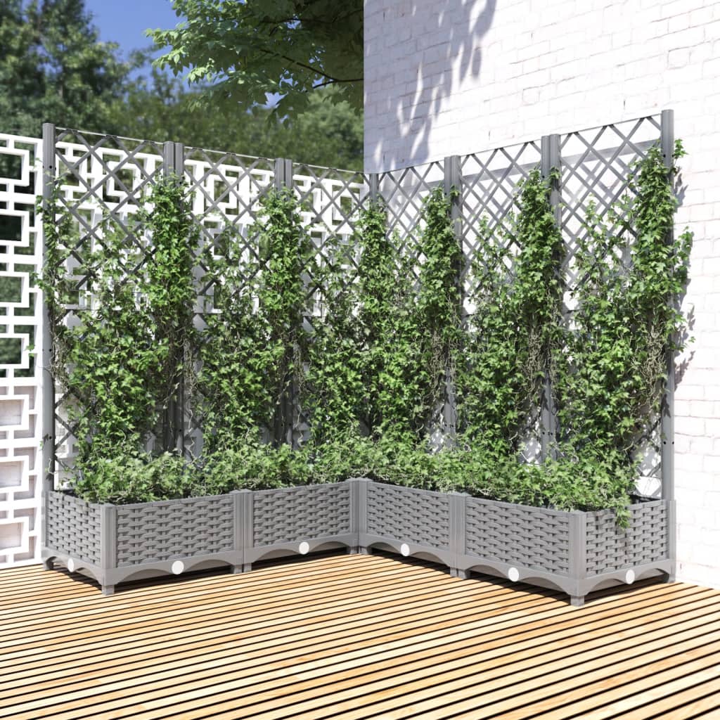 Hageespaljé Plantekasse PP med espalier lysegrå 120x120x121,5 cm