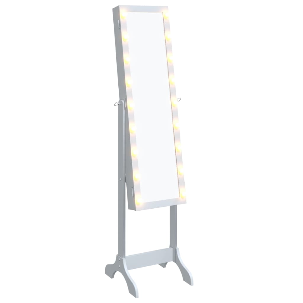 Veggspeil Hvit Frittstående speil med LED 34x37x146 cm