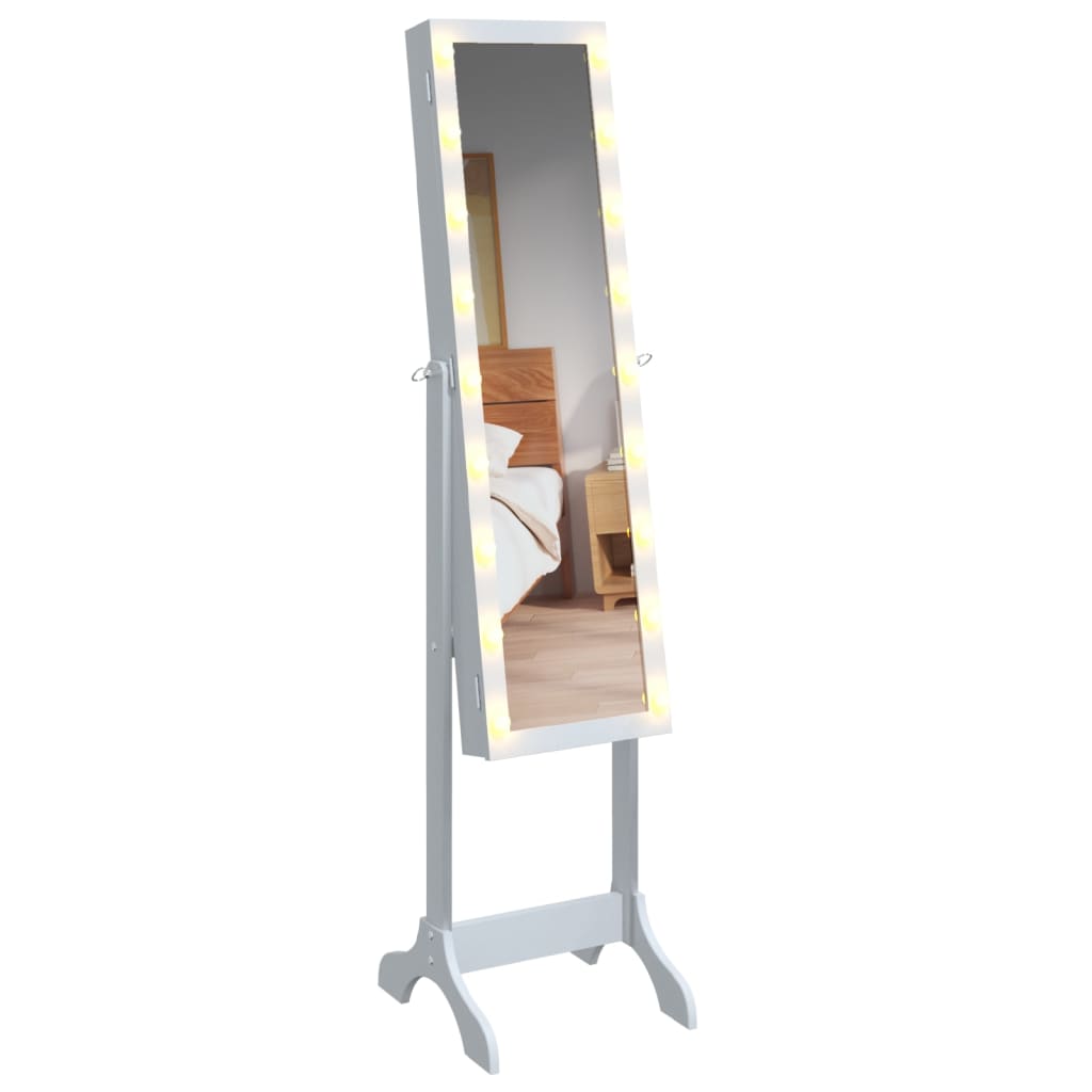 Veggspeil Hvit Frittstående speil med LED 34x37x146 cm