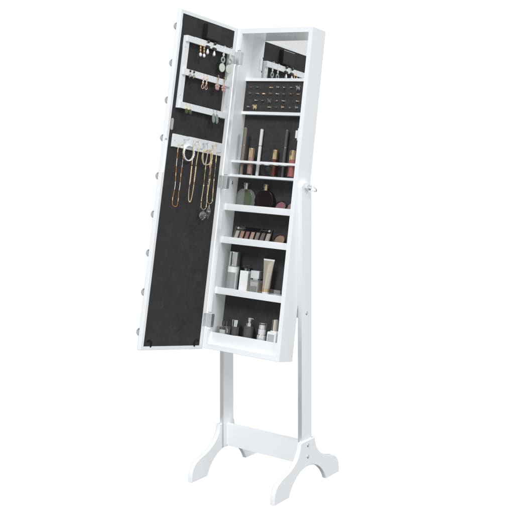 Veggspeil Hvit Frittstående speil med LED 34x37x146 cm