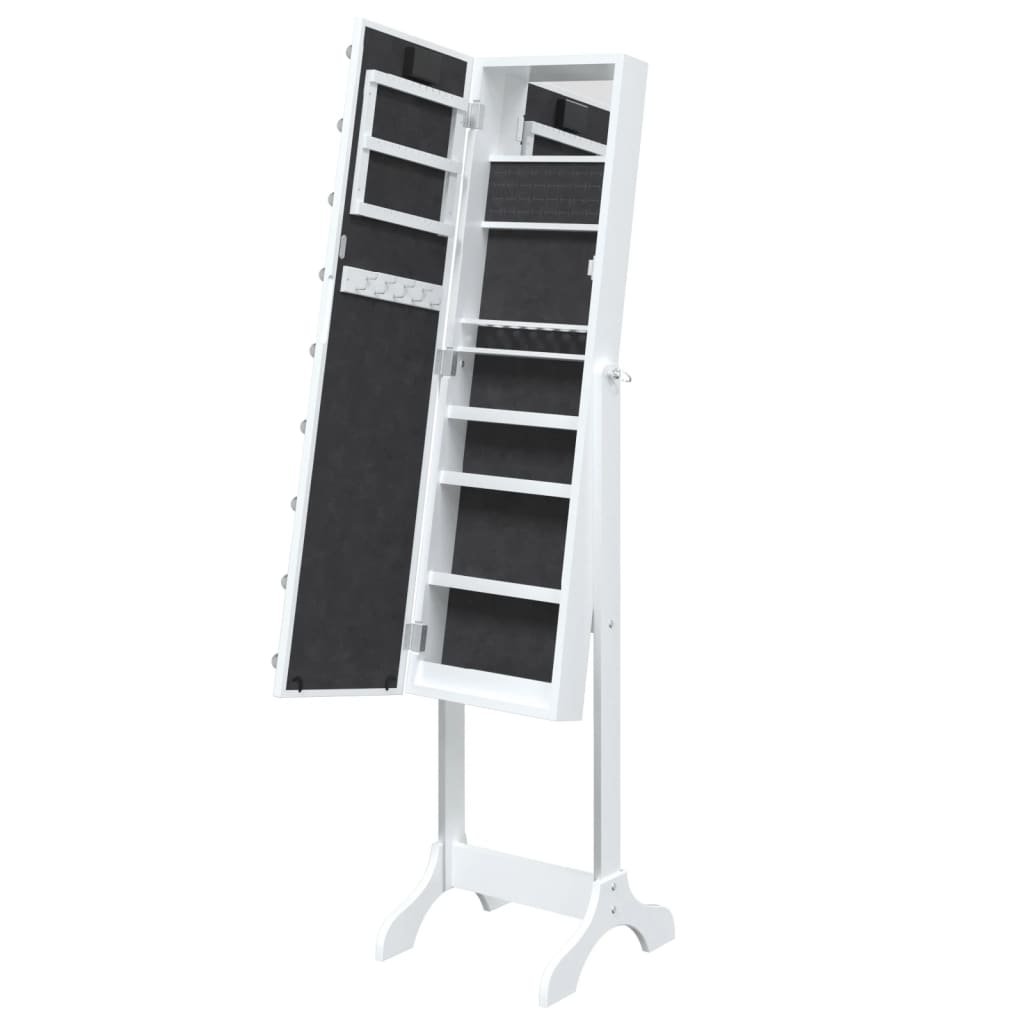 Veggspeil Hvit Frittstående speil med LED 34x37x146 cm