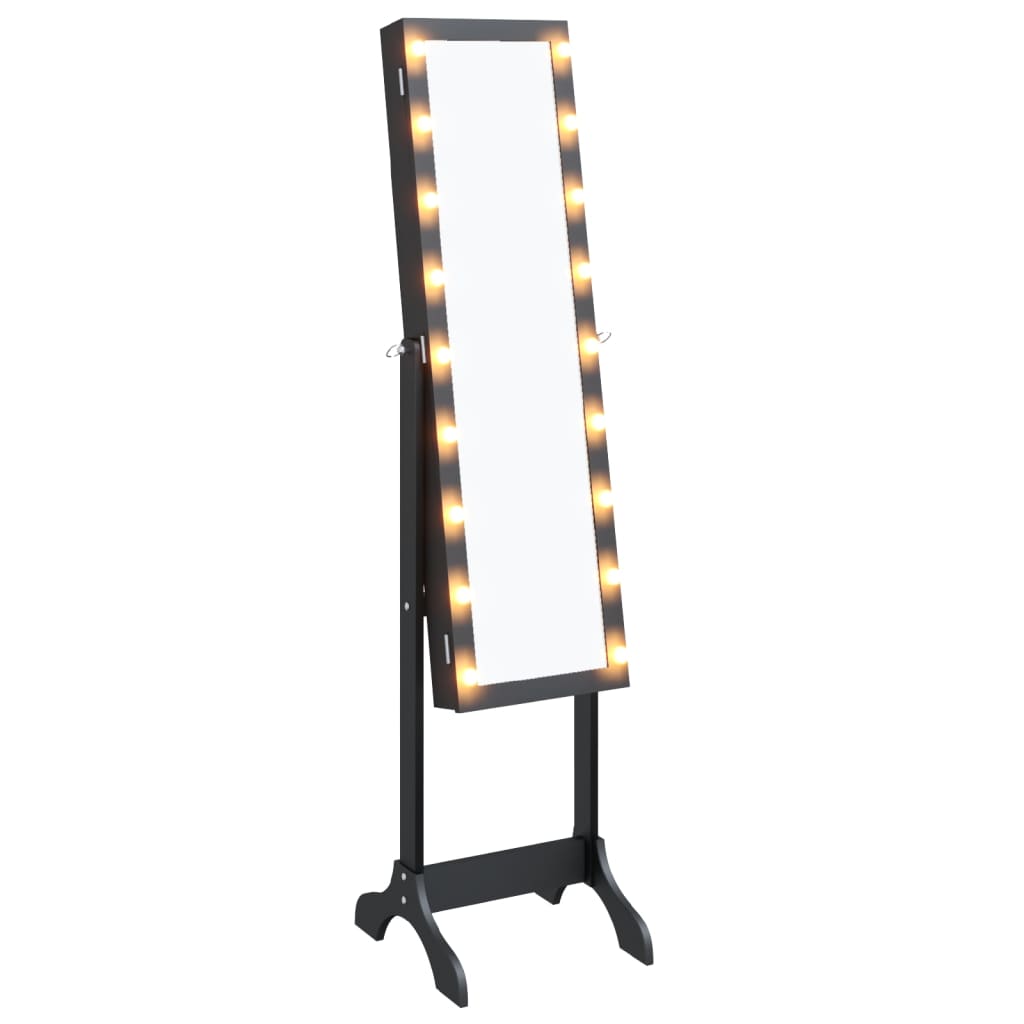 Veggspeil Svart Frittstående speil med LED 34x37x146 cm