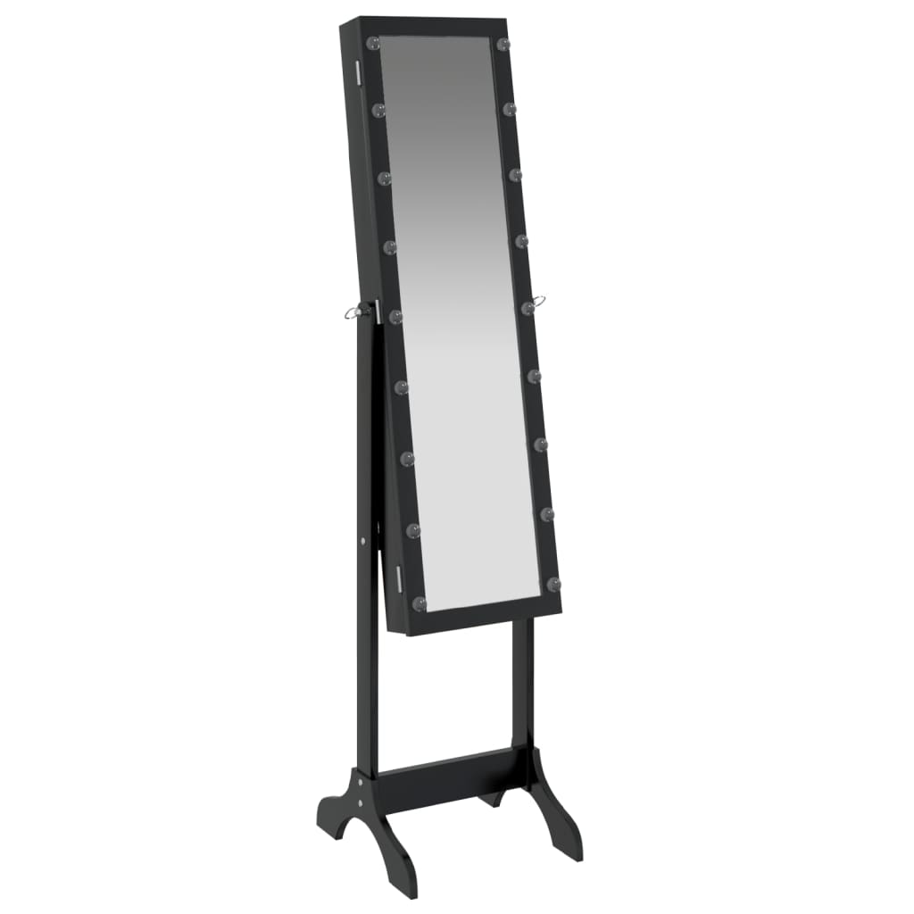 Veggspeil Svart Frittstående speil med LED 34x37x146 cm