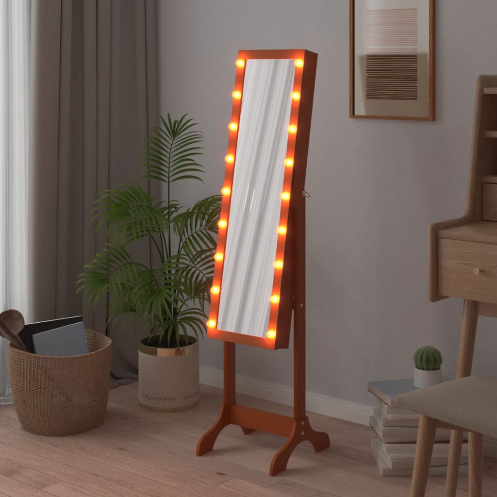 Veggspeil Frittstående speil med LED 34x37x146 cm
