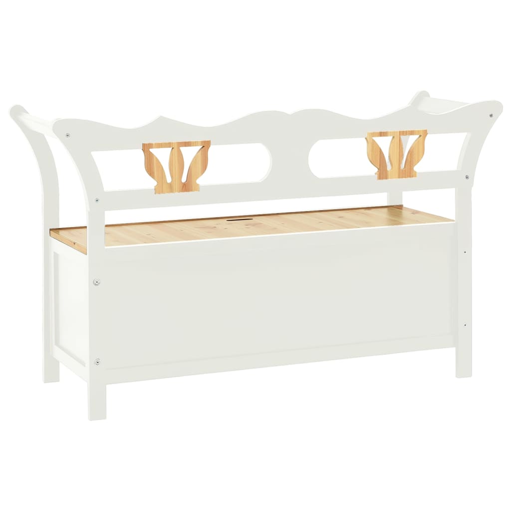 Benk hvit 107x45x75,5 cm heltre gran
