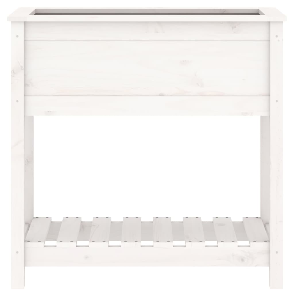Utendørs Blomsterkasse Plantekasse Tre med hylle Hvit 82,5x34,5x81 cm heltre furu