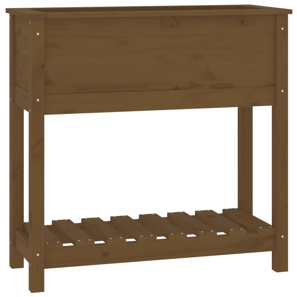 Utendørs Blomsterkasse Plantekasse Tre med hylle Honningbrun 82,5x34,5x81 cm heltre furu