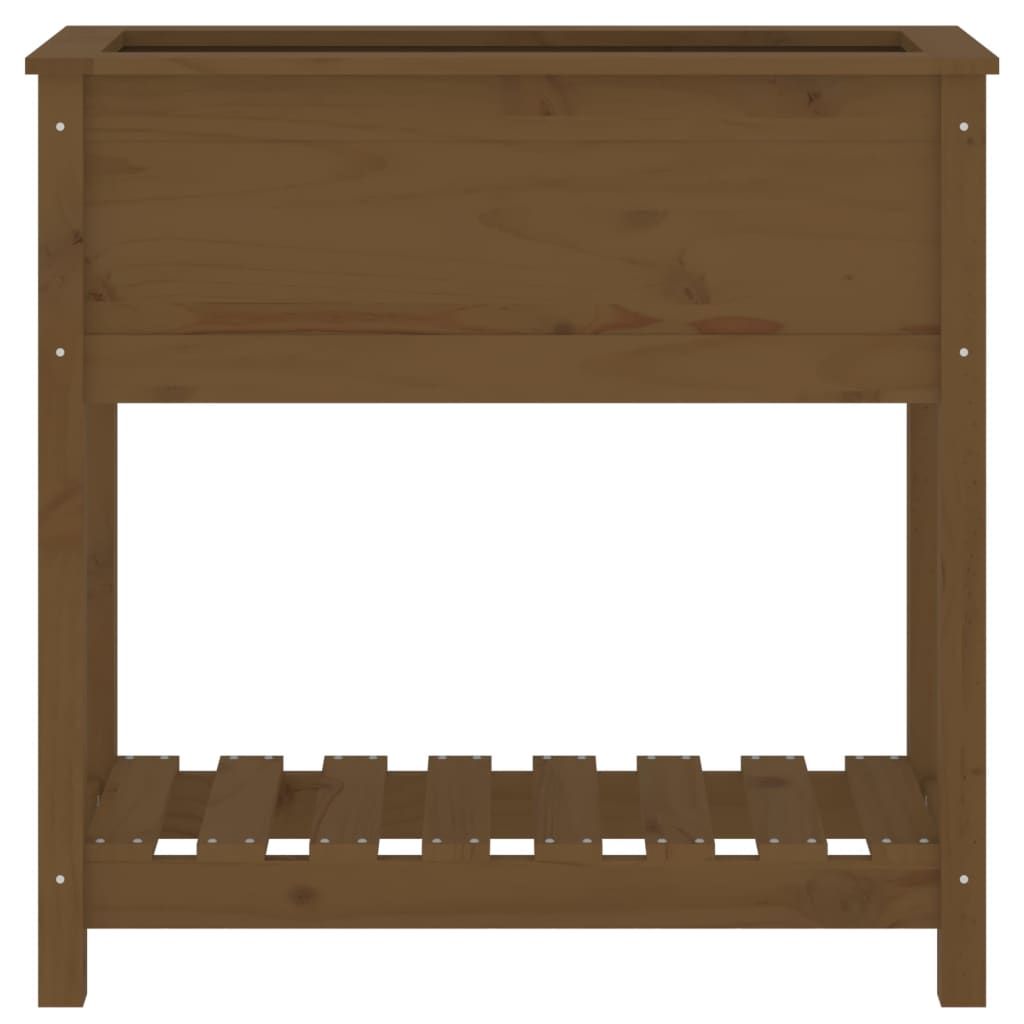Utendørs Blomsterkasse Plantekasse Tre med hylle Honningbrun 82,5x34,5x81 cm heltre furu