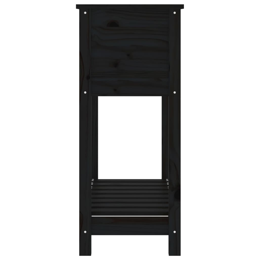 Utendørs Blomsterkasse Plantekasse Tre med hylle Svart 82,5x34,5x81 cm heltre furu