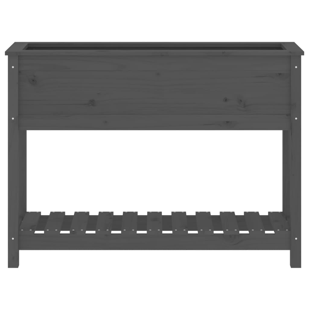 Utendørs Blomsterkasse Plantekasse Tre med hylle Grå 111,5x34,5x81 cm heltre furu