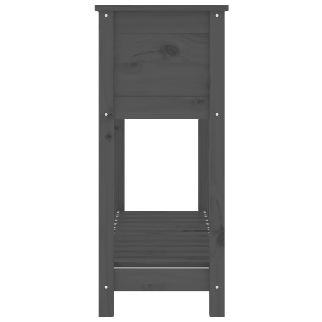 Utendørs Blomsterkasse Plantekasse Tre med hylle Grå 111,5x34,5x81 cm heltre furu