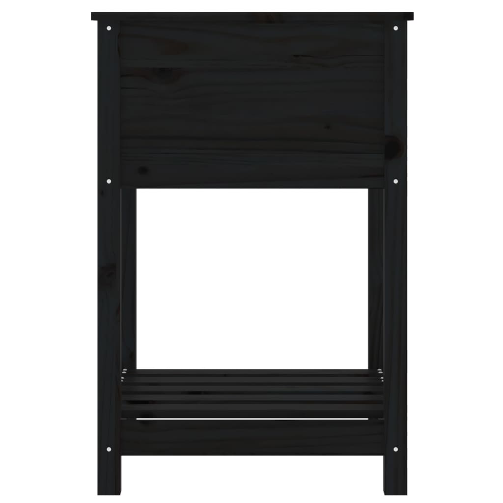 Utendørs Blomsterkasse Plantekasse Tre med hylle Svart 54x54x81 cm heltre furu