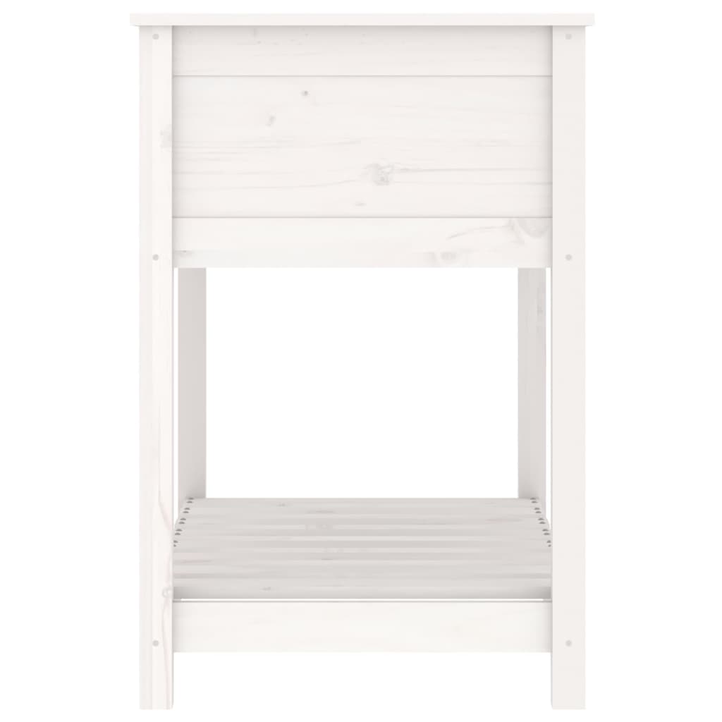 Utendørs Blomsterkasse Plantekasse Tre med hylle Hvit 82,5x54x81 cm heltre furu