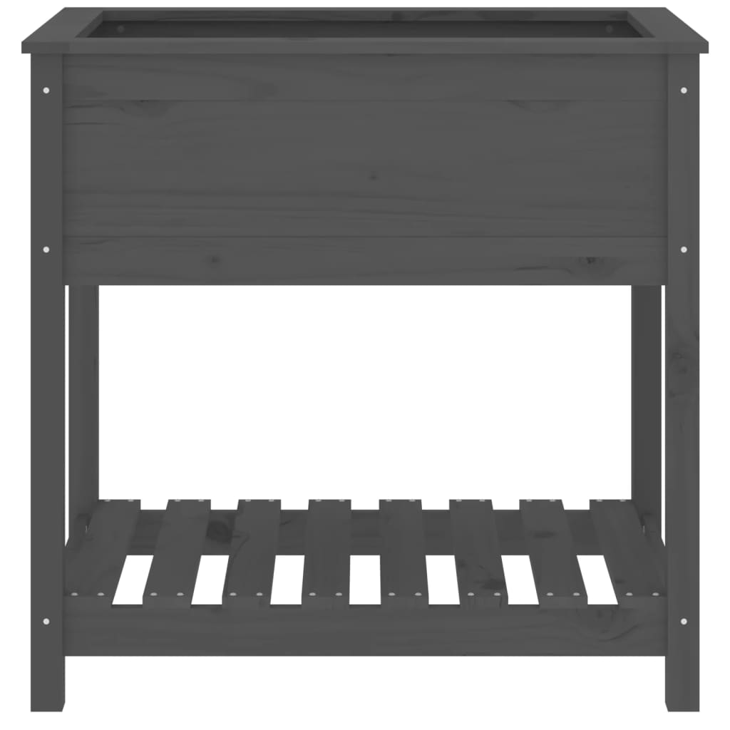 Utendørs Blomsterkasse Plantekasse Tre med hylle Svart 82,5x54x81 cm heltre furu