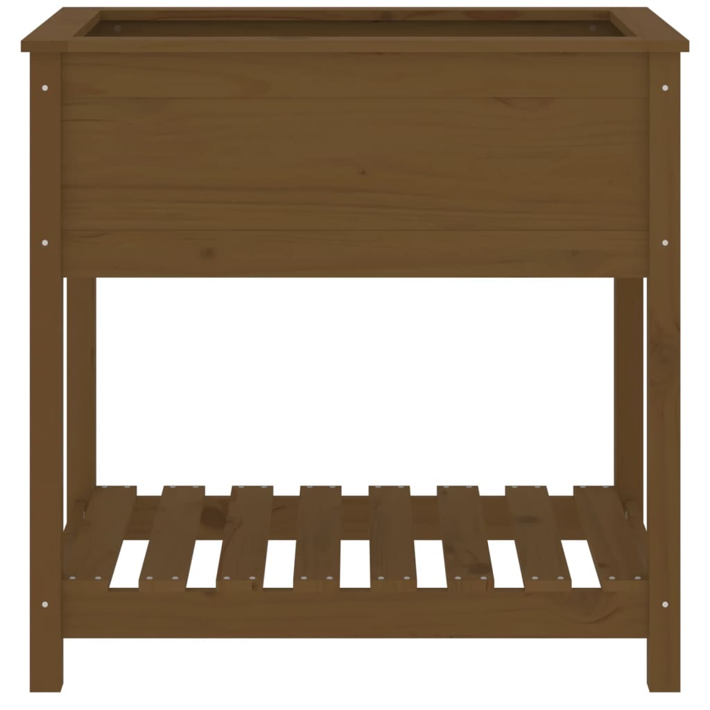 Utendørs Blomsterkasse Plantekasse Tre med hylle Honningbrun 82,5x54x81 cm heltre furu