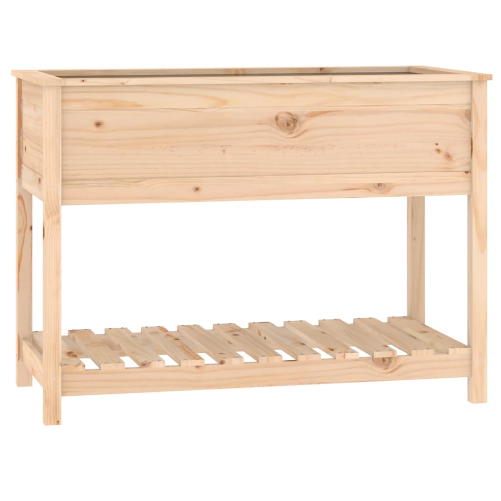 Utendørs Blomsterkasse Plantekasse Tre med hylle 111,5x54x81 cm heltre furu