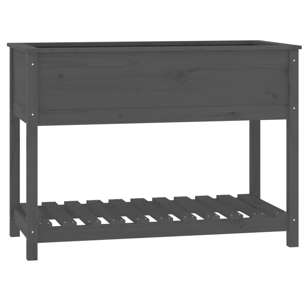 Utendørs Blomsterkasse Plantekasse Tre med hylle Svart 111,5x54x81 cm heltre furu