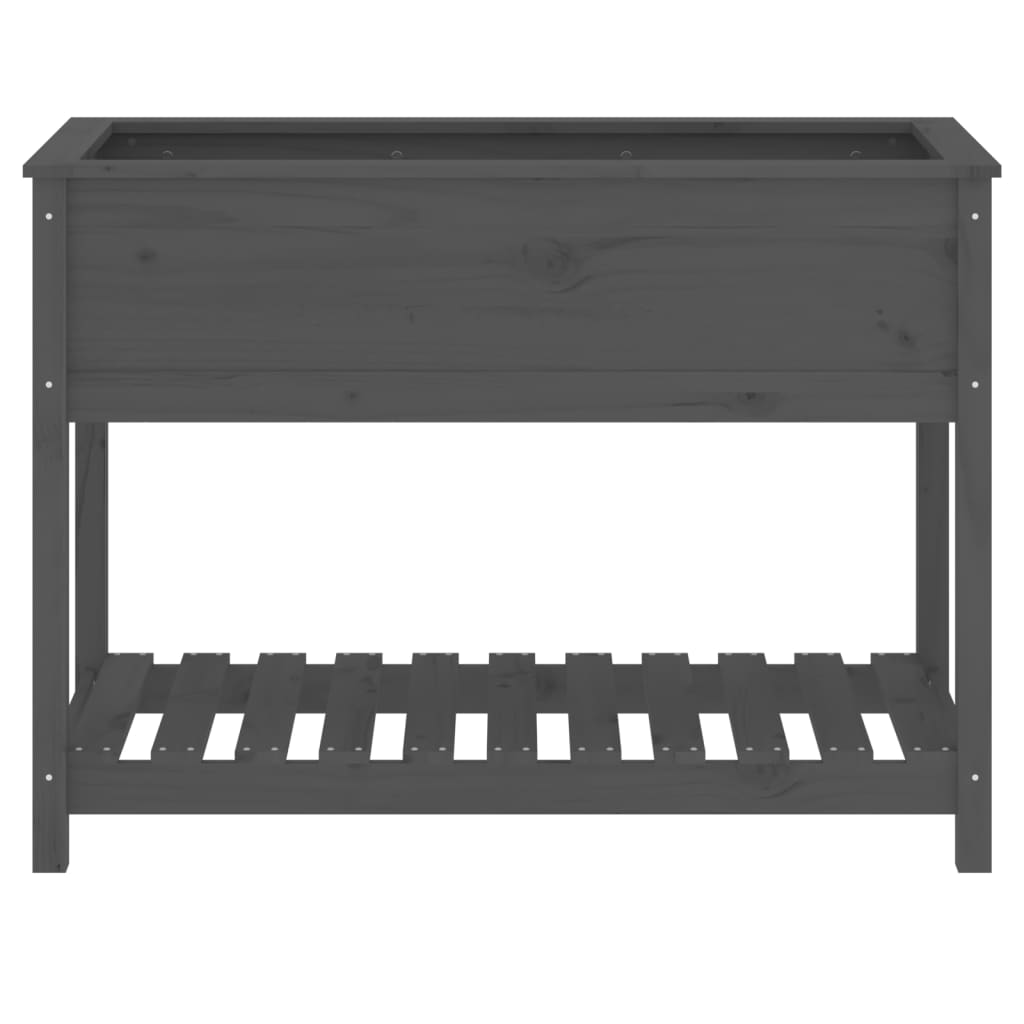 Utendørs Blomsterkasse Plantekasse Tre med hylle Svart 111,5x54x81 cm heltre furu