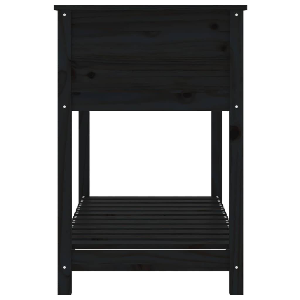 Utendørs Blomsterkasse Plantekasse Tre med hylle Svart 111,5x54x81 cm heltre furu