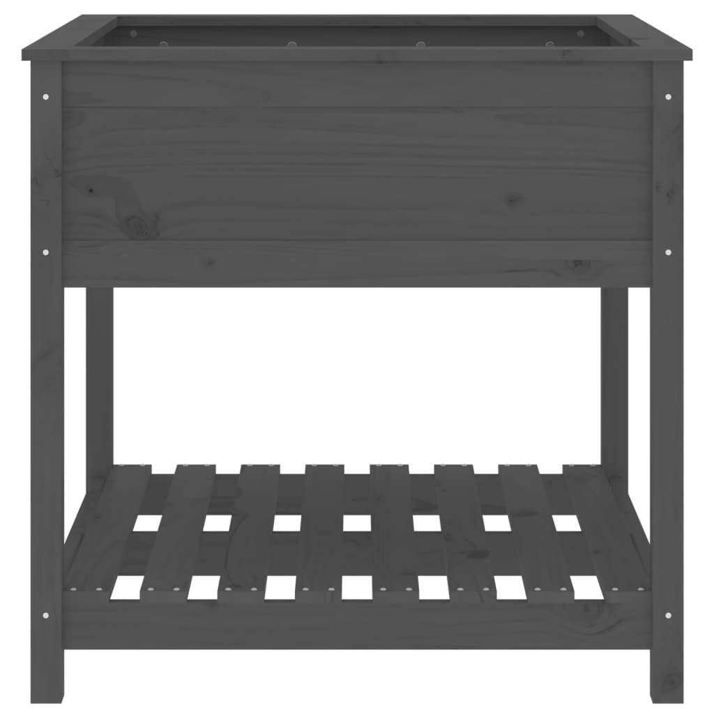 Utendørs Blomsterkasse Plantekasse Tre med hylle Grå 82,5x82,5x81 cm heltre furu