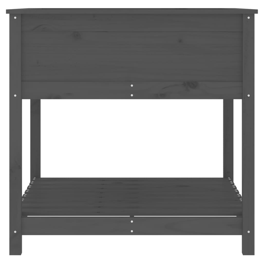 Utendørs Blomsterkasse Plantekasse Tre med hylle Grå 82,5x82,5x81 cm heltre furu