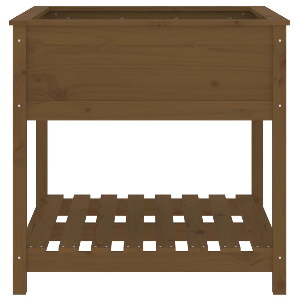 Utendørs Blomsterkasse Plantekasse Tre med hylle Honningbrun 82,5x82,5x81 cm heltre furu
