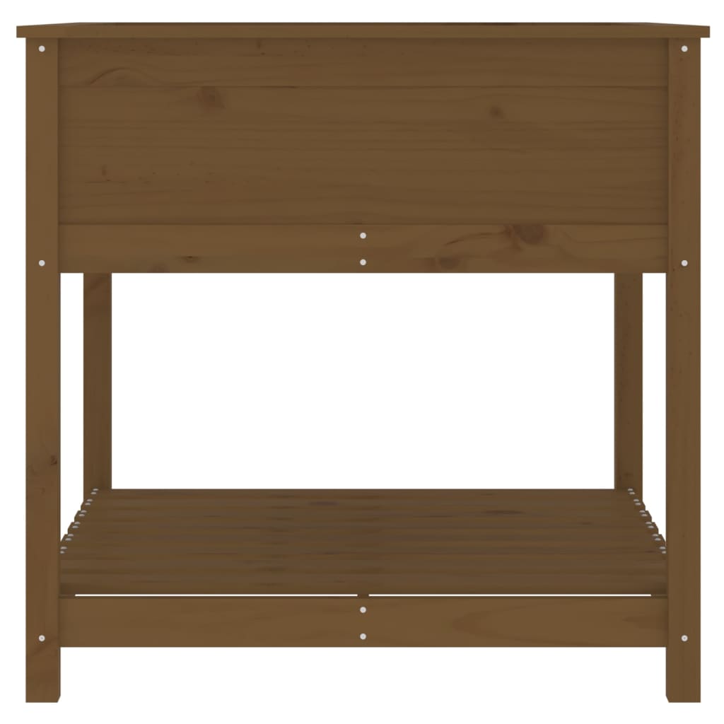 Utendørs Blomsterkasse Plantekasse Tre med hylle Honningbrun 82,5x82,5x81 cm heltre furu