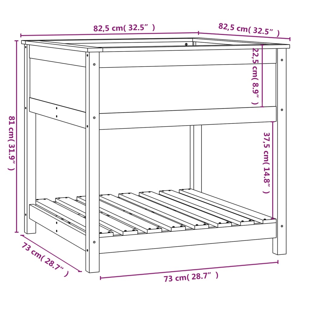 Utendørs Blomsterkasse Plantekasse Tre med hylle Honningbrun 82,5x82,5x81 cm heltre furu