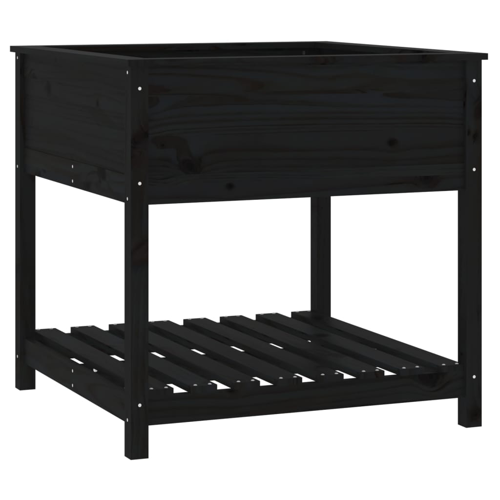 Utendørs Blomsterkasse Plantekasse Tre med hylle Hvit 82,5x82,5x81 cm heltre furu
