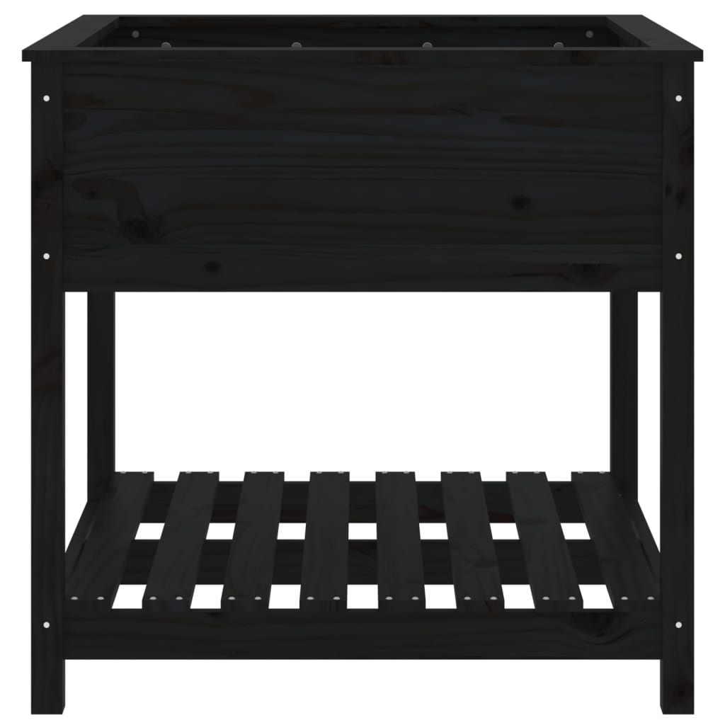 Utendørs Blomsterkasse Plantekasse Tre med hylle Hvit 82,5x82,5x81 cm heltre furu