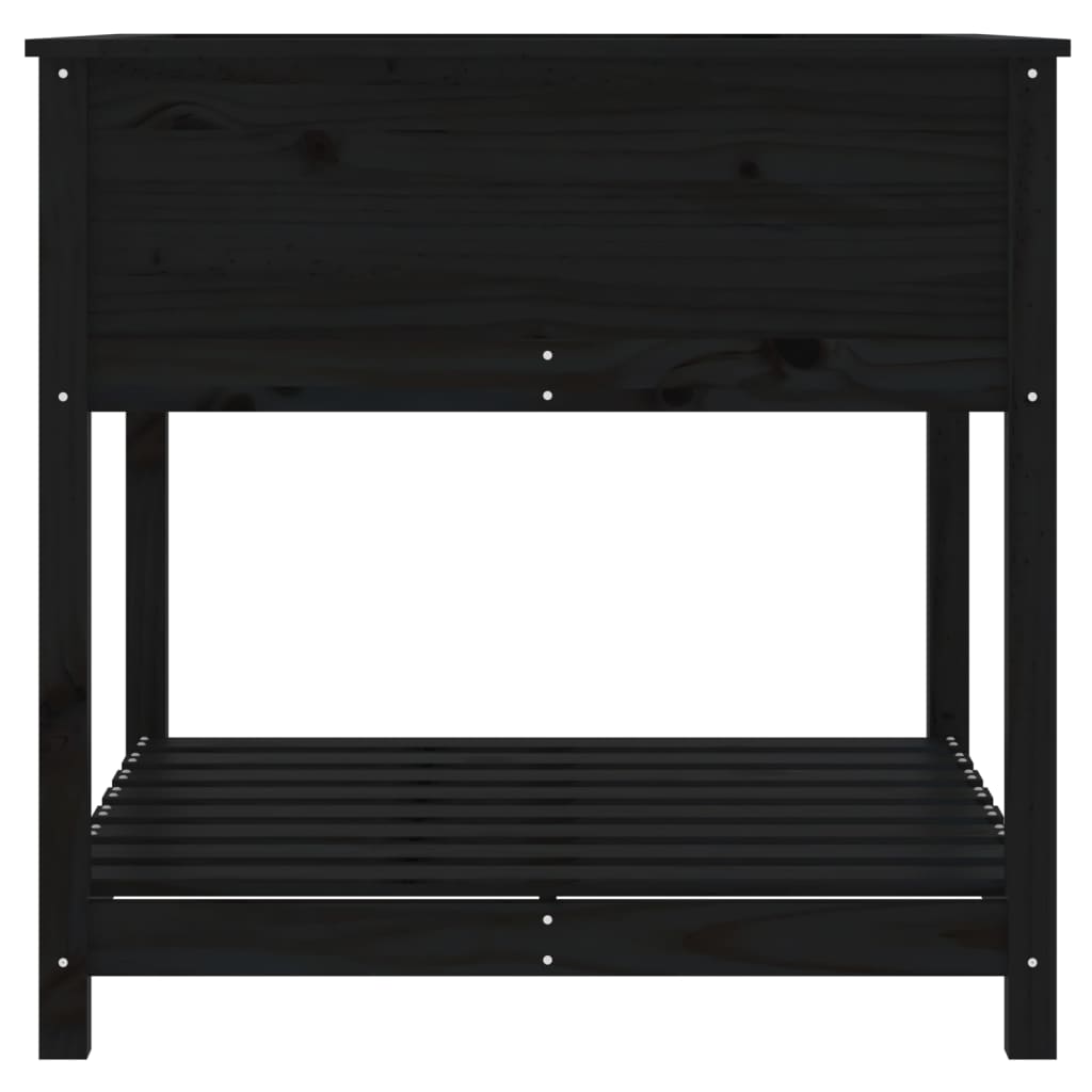 Utendørs Blomsterkasse Plantekasse Tre med hylle Hvit 82,5x82,5x81 cm heltre furu