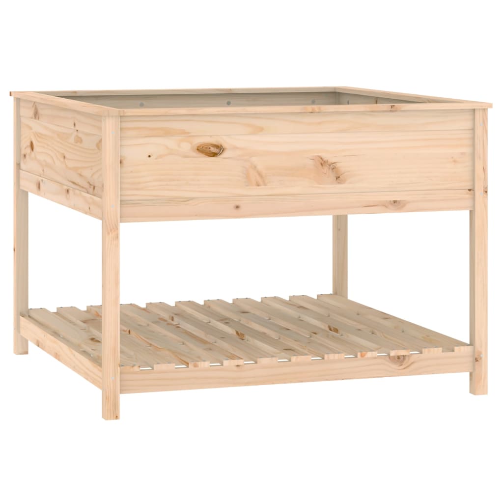 Utendørs Blomsterkasse Plantekasse Tre med hylle 111,5x111,5x81 cm heltre furu