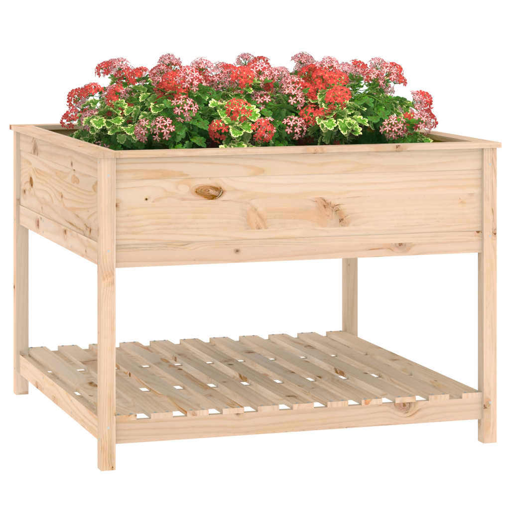 Utendørs Blomsterkasse Plantekasse Tre med hylle 111,5x111,5x81 cm heltre furu