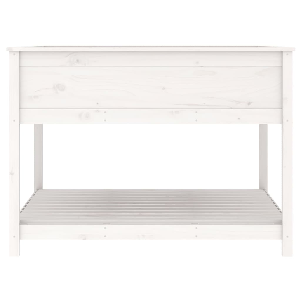 Utendørs Blomsterkasse Plantekasse Tre med hylle Hvit 111,5x111,5x81 cm heltre furu
