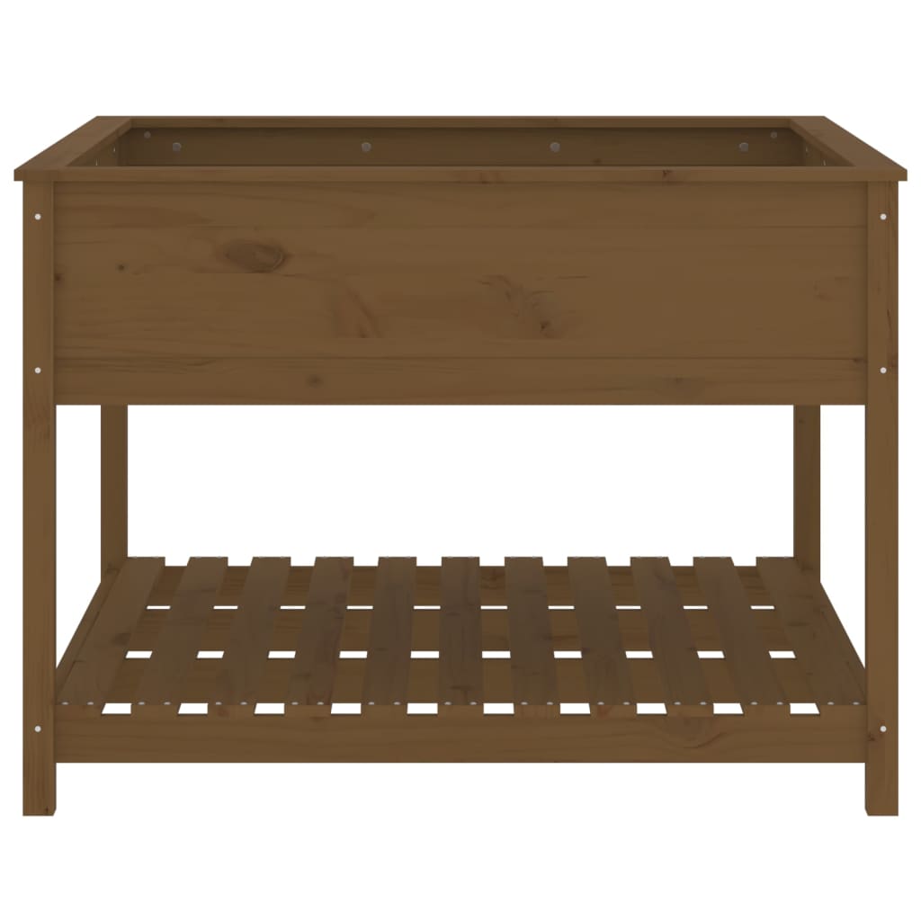 Utendørs Blomsterkasse Plantekasse Tre med hylle Honningbrun 111,5x111,5x81 cm heltre furu