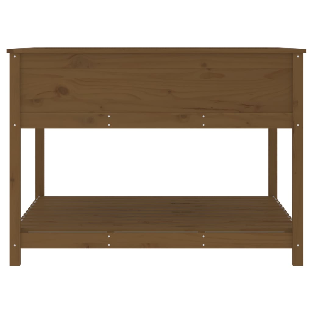 Utendørs Blomsterkasse Plantekasse Tre med hylle Honningbrun 111,5x111,5x81 cm heltre furu